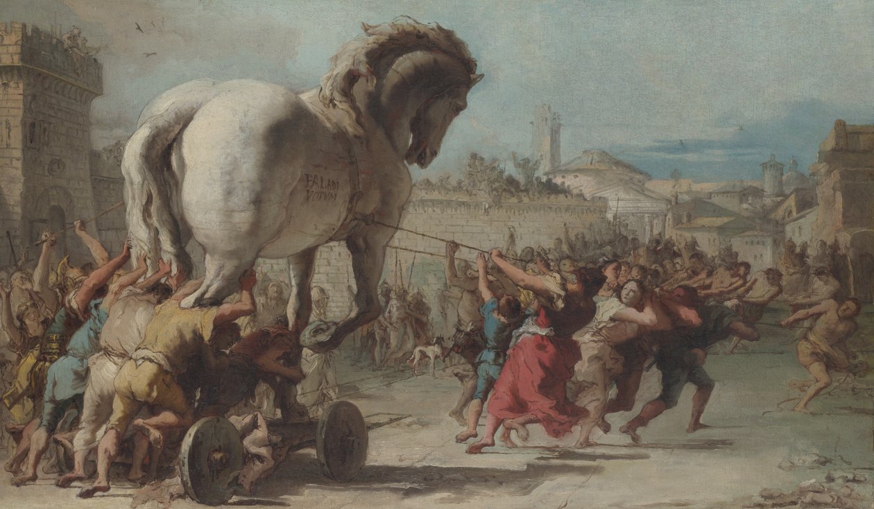 The Procession of the Trojan Horse in Troy, ca. 1760 (olje på lerret) av Giandomenico (1727 1804) Tiepolo