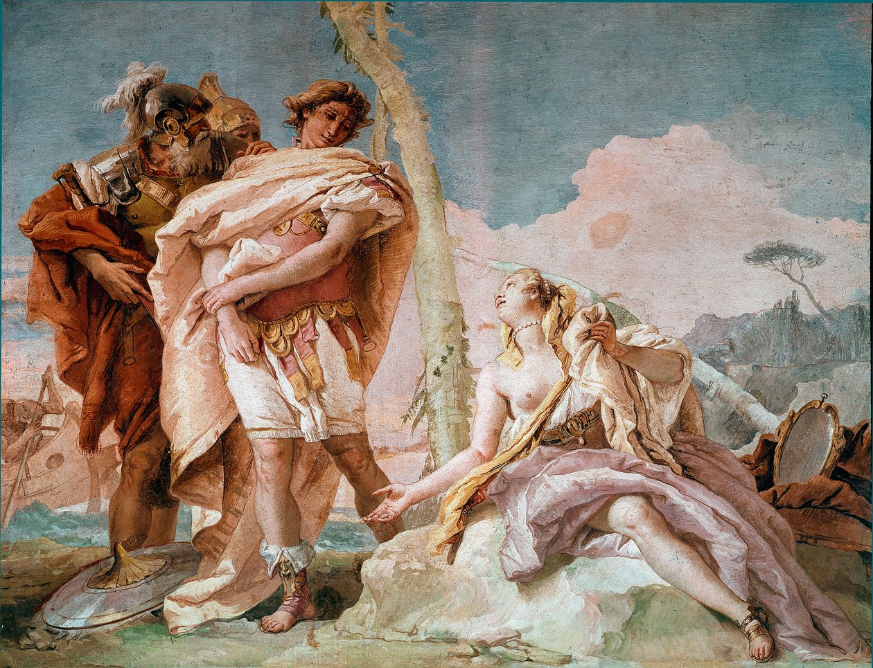 Renaud forlater Armide Illustrasjon av en scene fra Torquato Tassos "La Jerusalem delivree". Fresco av Giandomenico Tiepolo (1727-1804) 1757 Søn. 220x310 cm Vicenza, Villa Valmarana Italia av Giovanni Domenico Tiepolo