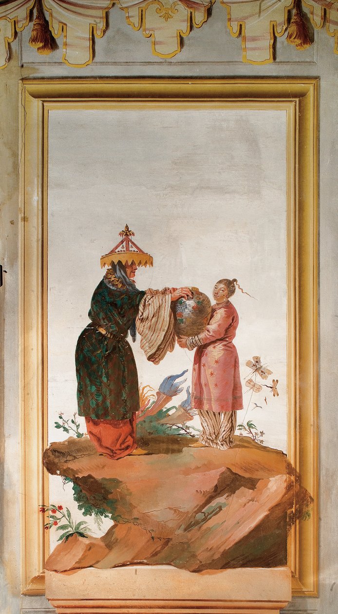To figurer med en vase, fra det kinesiske rommet i Foresteria av Giovanni Domenico Tiepolo