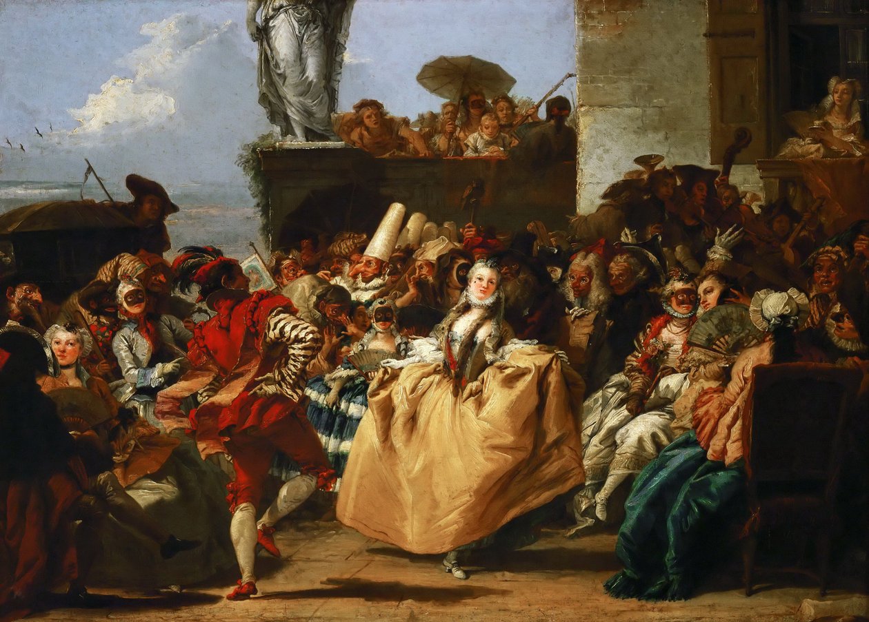 Karnevalsscene Menuetten av Giovanni Domenico Tiepolo