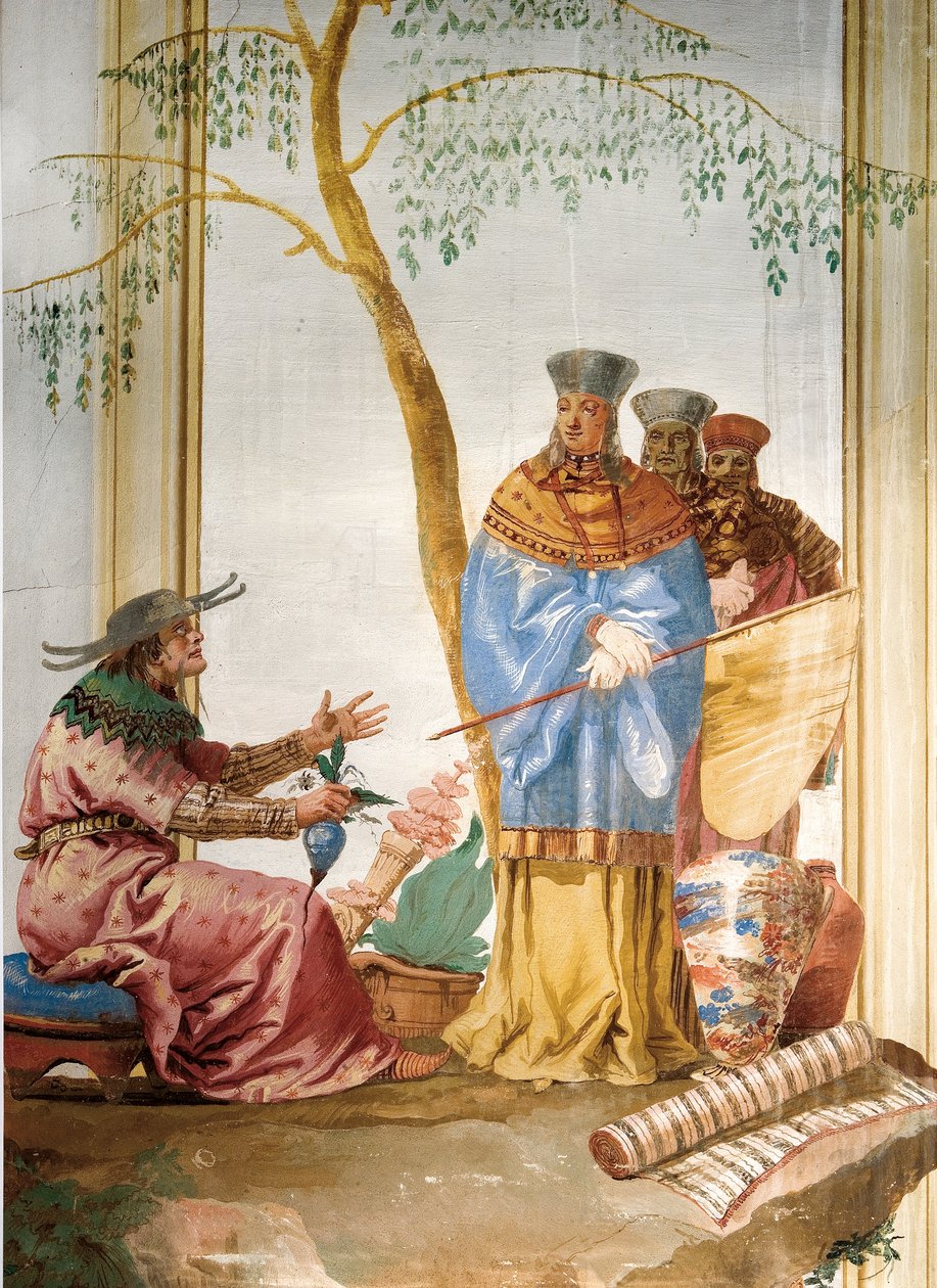 Detalj fra freskomaleri i det kinesiske rommet, i Foresteria, 1757 av Giovanni Domenico Tiepolo