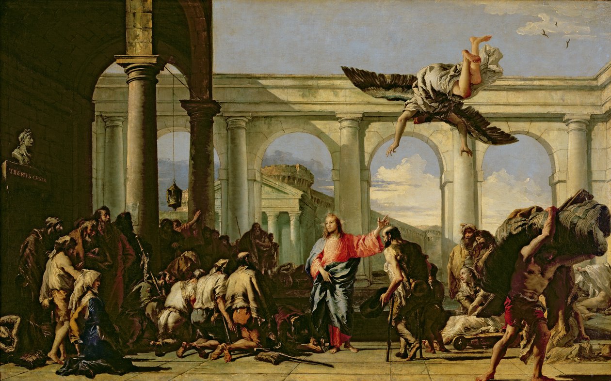 Jesus helbreder den lamme ved bassenget i Bethesda, ca. 1759 av Giovanni Domenico Tiepolo
