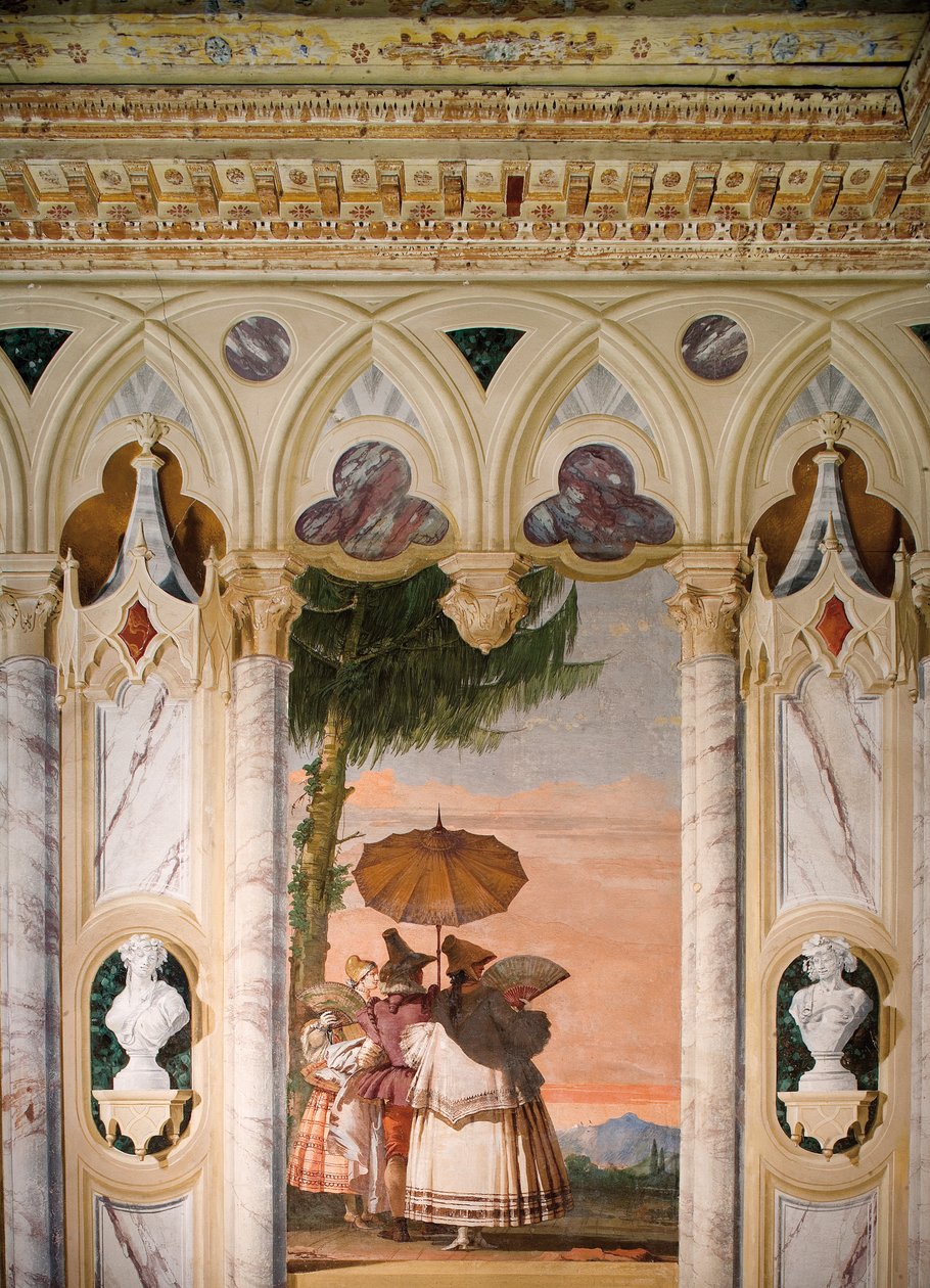Sommervandringen, fra rommet til den gotiske paviljongen, i Foresteria, 1757 av Giovanni Domenico Tiepolo