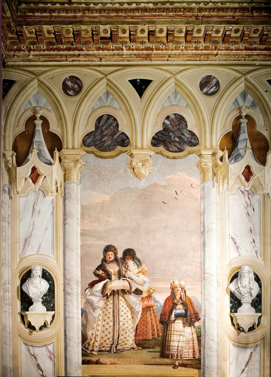 Vintervandringen, fra rommet til den gotiske paviljongen, i Foresteria, 1757 av Giovanni Domenico Tiepolo