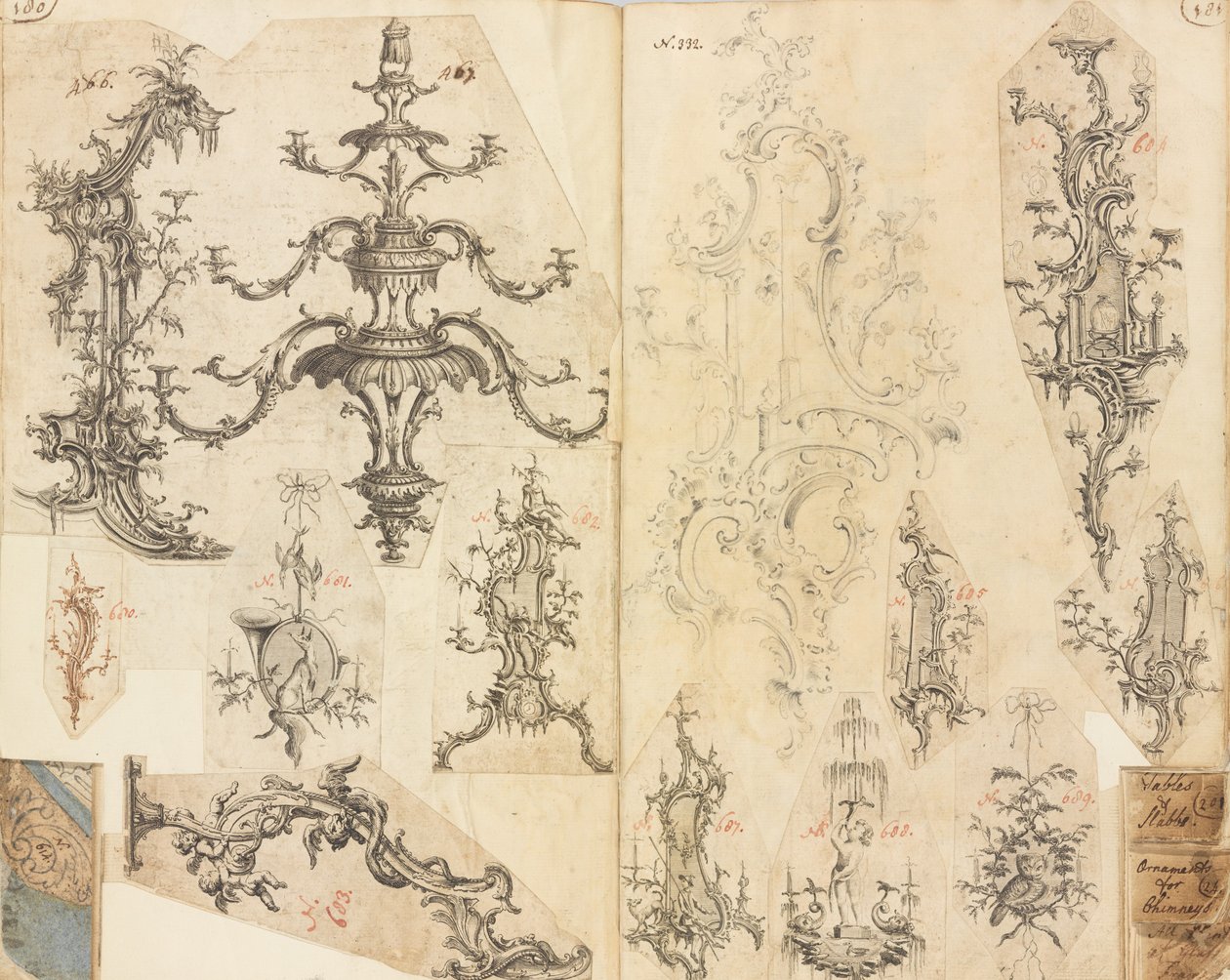 Utklippsbok med arbeidsdesign, ca. 1760. av Gideon Saint