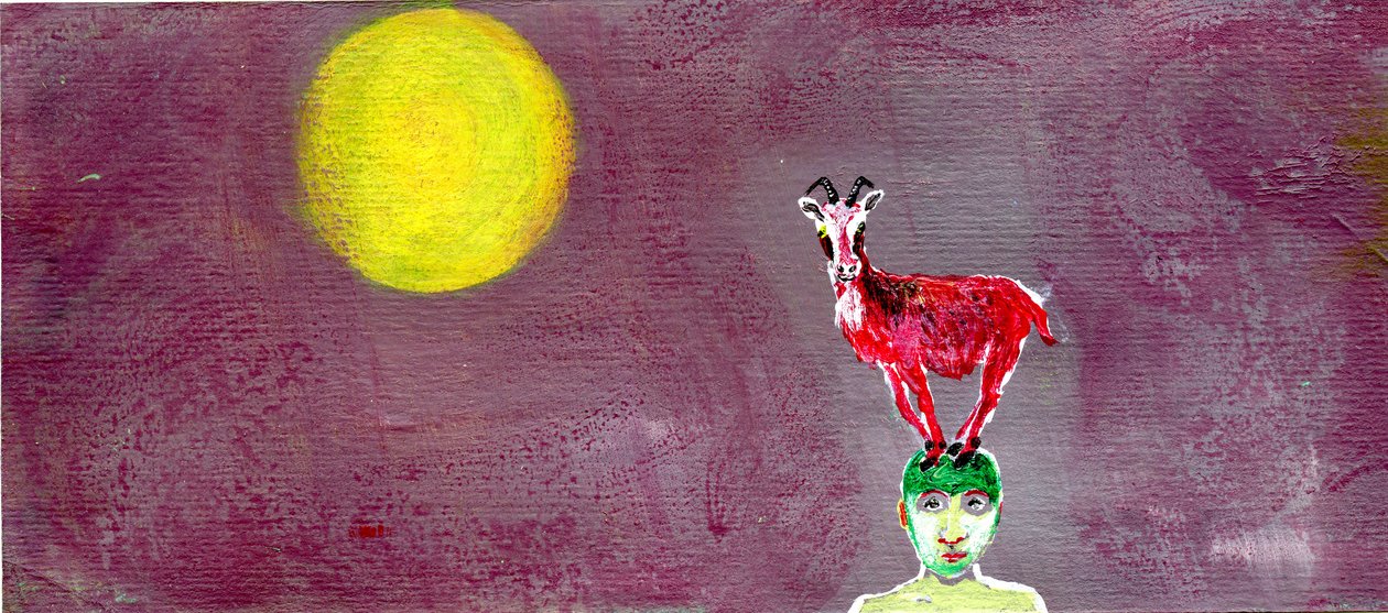 Do Me A Red Goat, 2005, (olje på papir) av Gigi Sudbury