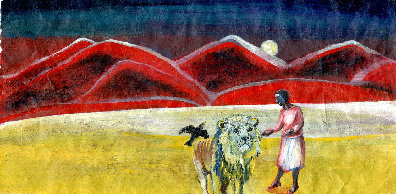 The Lion and The Blackbird, 2004 (olje på papir) av Gigi Sudbury