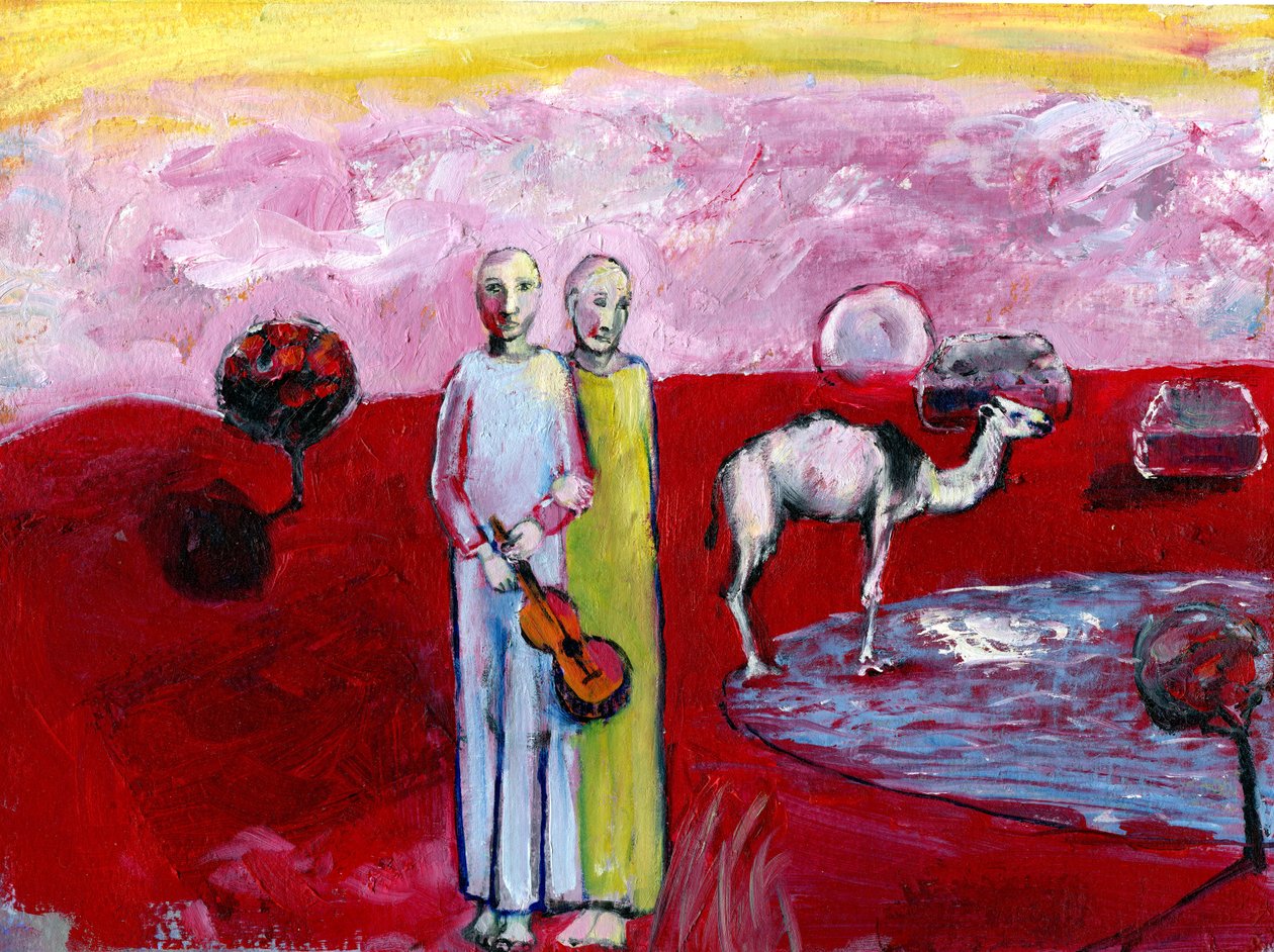 The Sound of Camel Lands, 2019 (olje på papir) av Gigi Sudbury