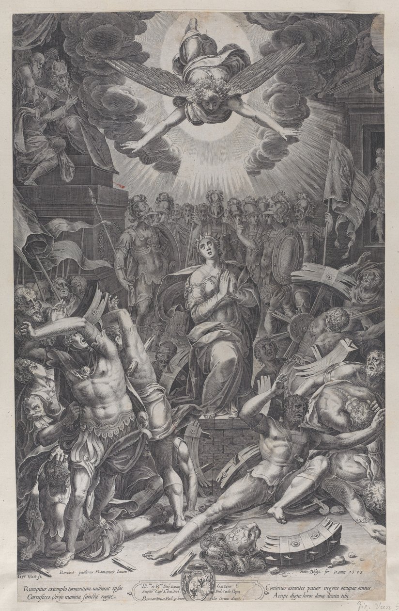 Martyrium av Saint Catherine, etter Bernardino Passari, 1588. av Gijsbert Van Veen