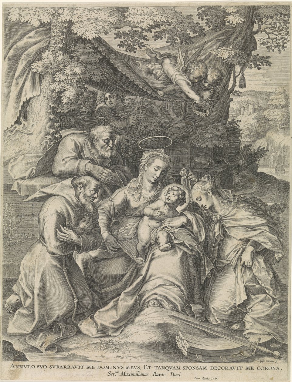 Mystisk ekteskap med Saint Catherine av Alexandria av Gijsbert Van Veen