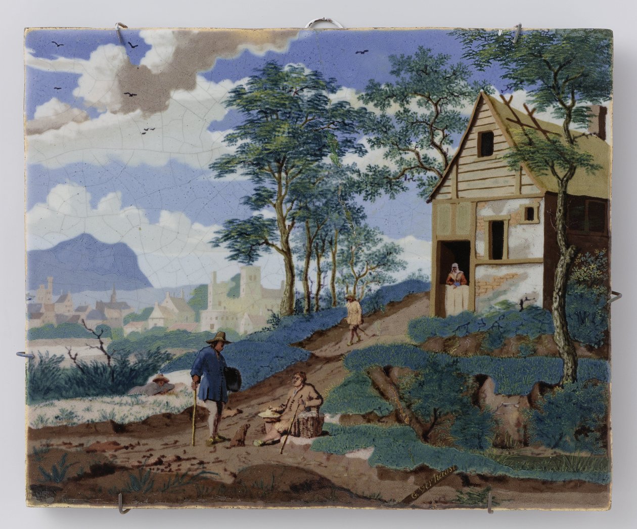 plakett Plate med landskap av Gijsbrecht Verhaast