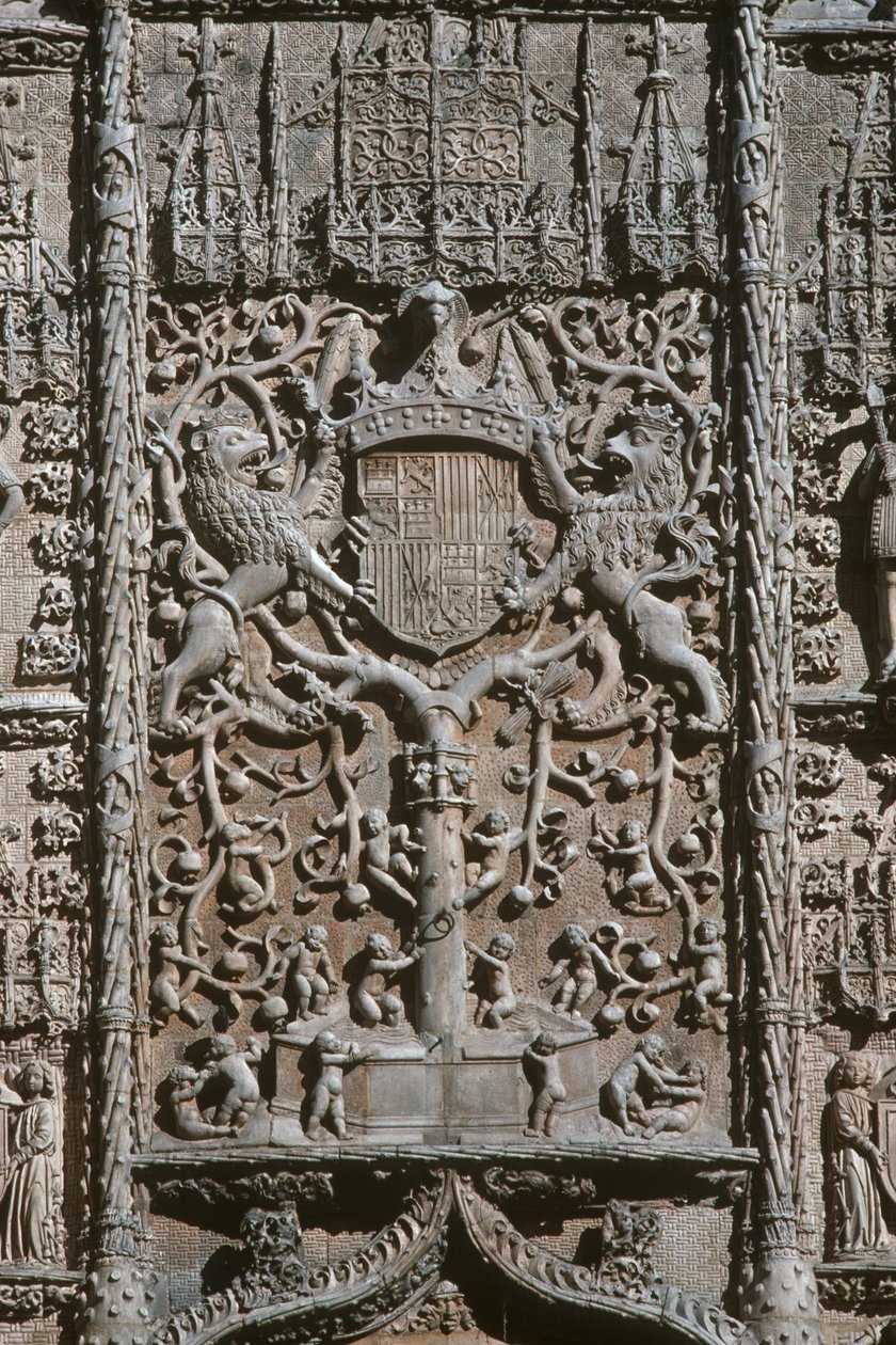 Detalj av inngangsfasaden Museo Nacionalde Escultura Religiosa bygget 1488-96 foto av Gil de Siloe