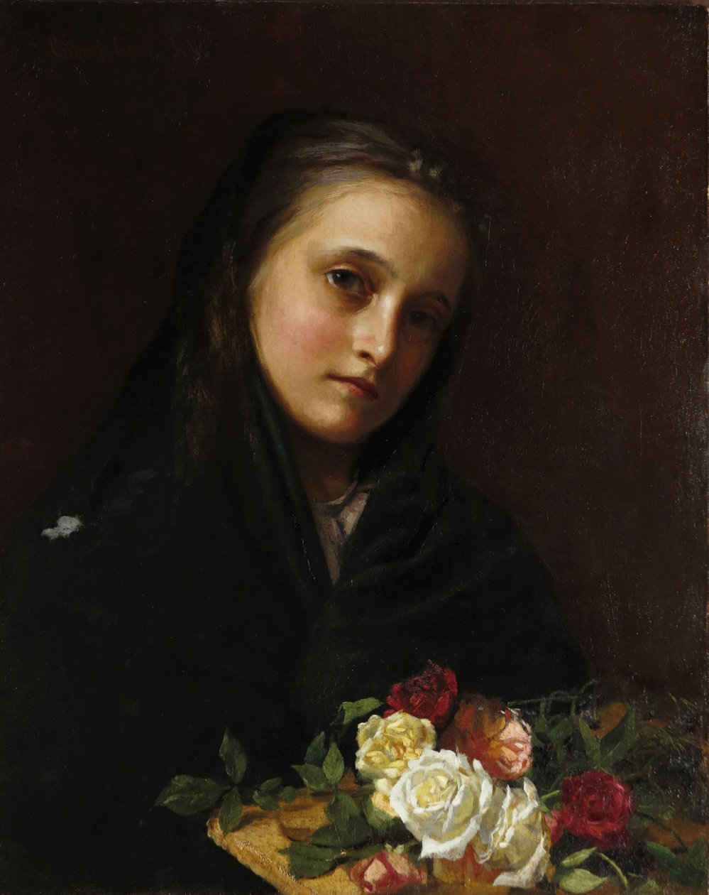 Jente med blomster av Gilbert Gaul