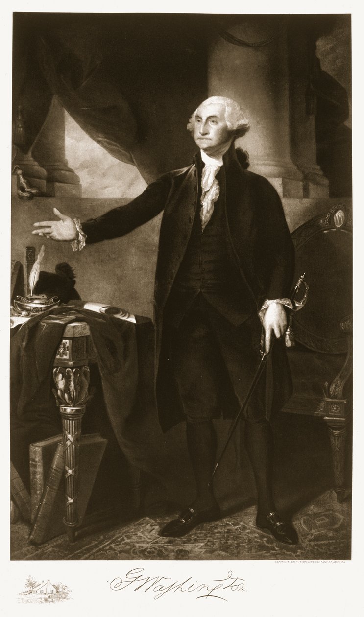 George Washington, 1. president i USA, pub. 1901 (fotogravyr) (se også 84521 og 85433) av Gilbert Stuart