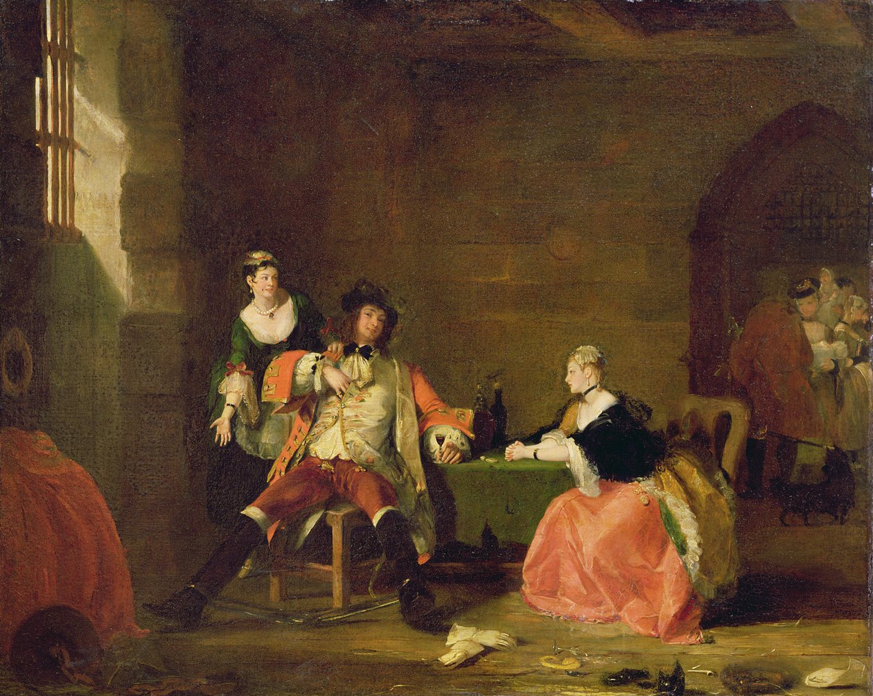 Kaptein Macheath upraided av Polly og Lucy i 