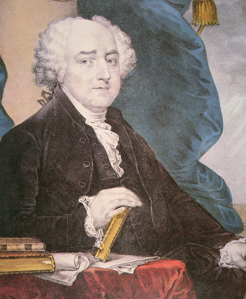 John Adams (1735-1826) utgitt av Nathaniel Currier (1813-88) (farge litho) av Gilbert (after) Stuart