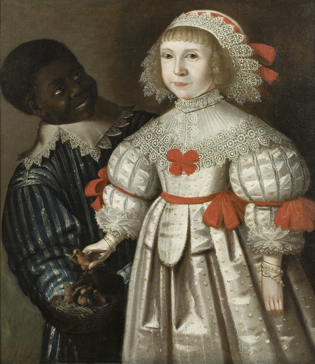 Datter av Florence Poulett og Thomas Smyth fra Ashton Court, med sin svarte side, ca. 1640 (olje på lerret) av Gilbert (circle of) Jackson