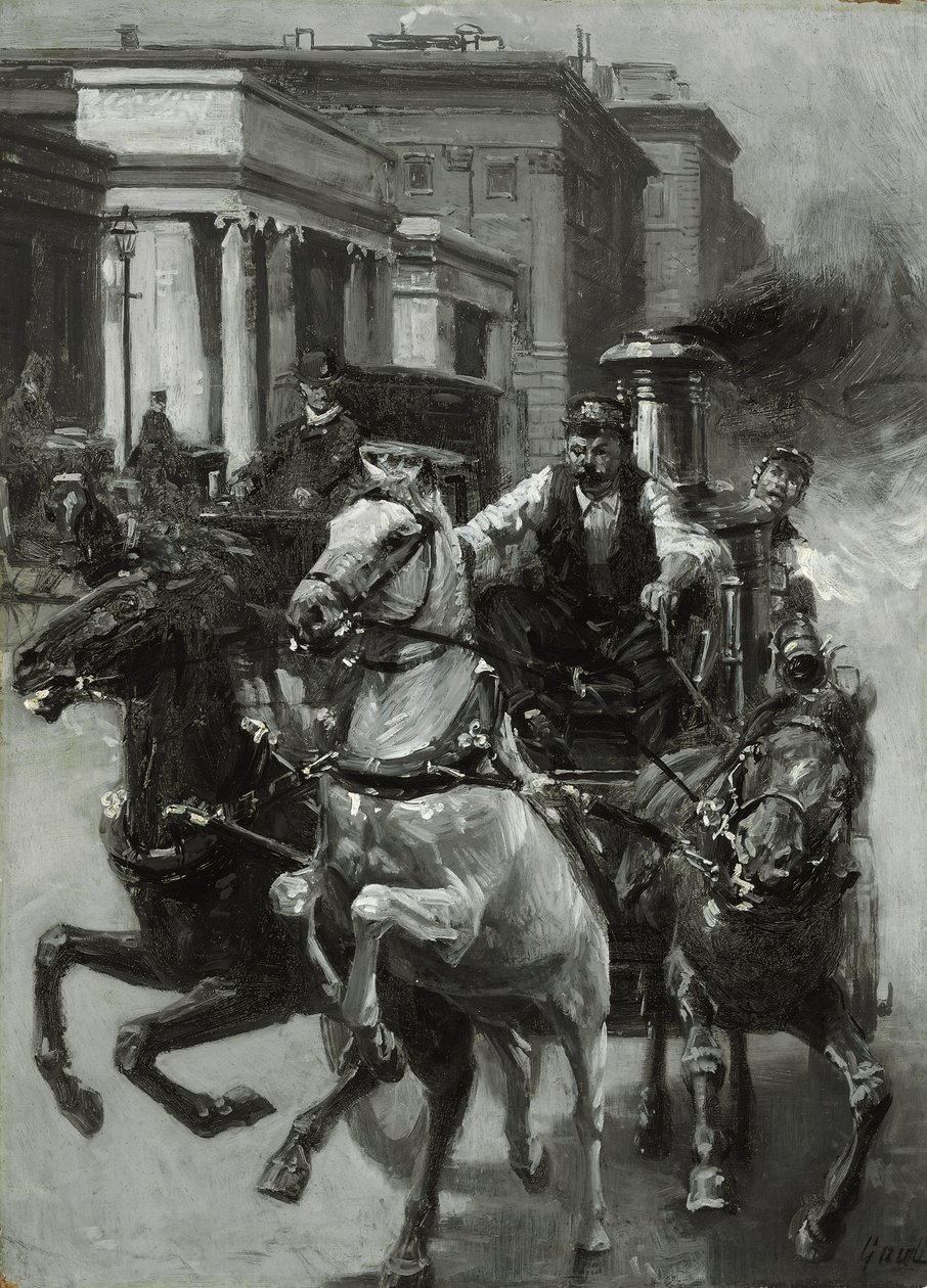 Rush to the Fire, ca. 1900 av Gilbert Gaul