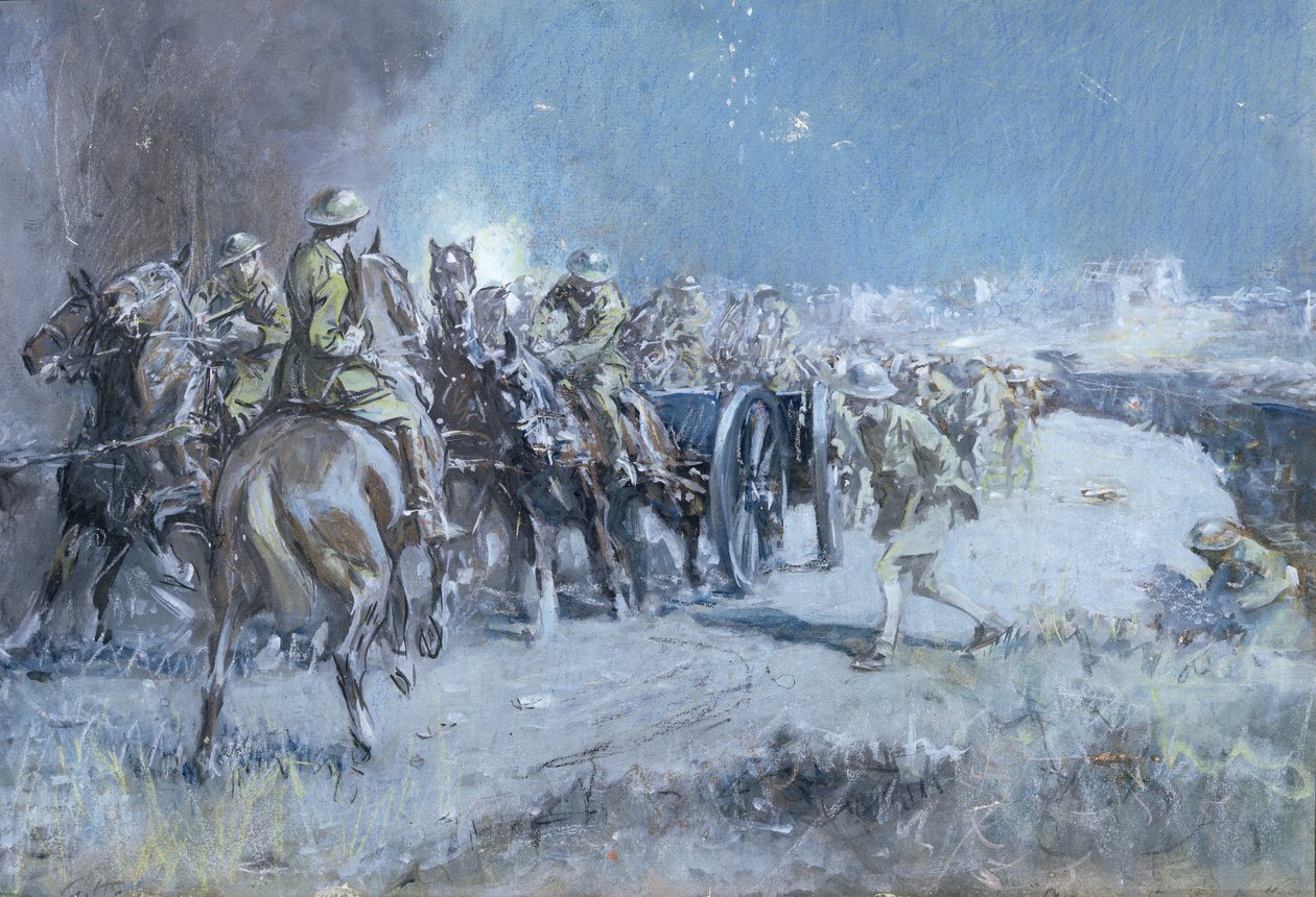 Ammunisjonssøylen (wc, gouache og kritt på papir) av Gilbert Holiday