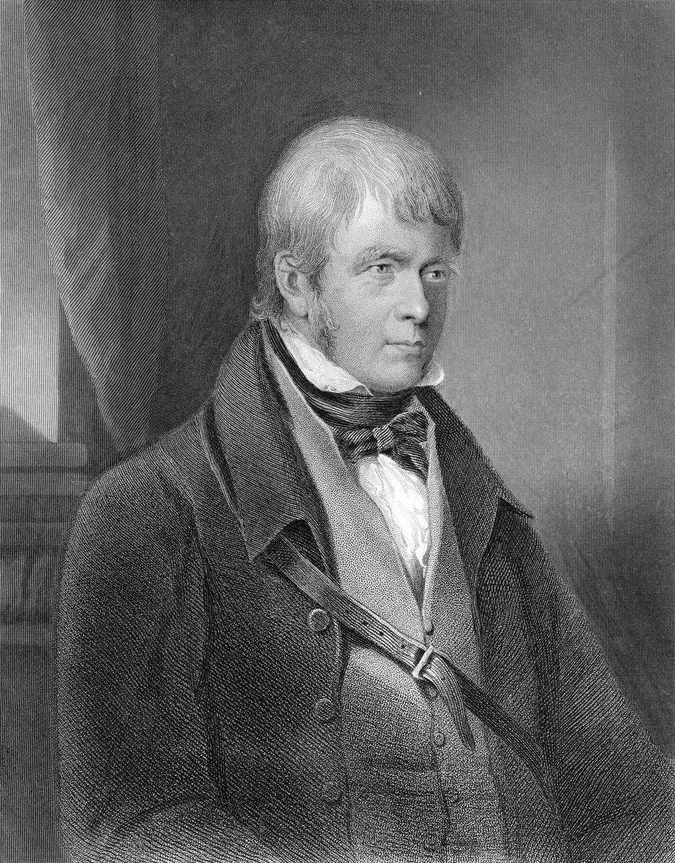 Portrett av Walter Scott (gravering) (bw-foto) av Gilbert Stuart Newton