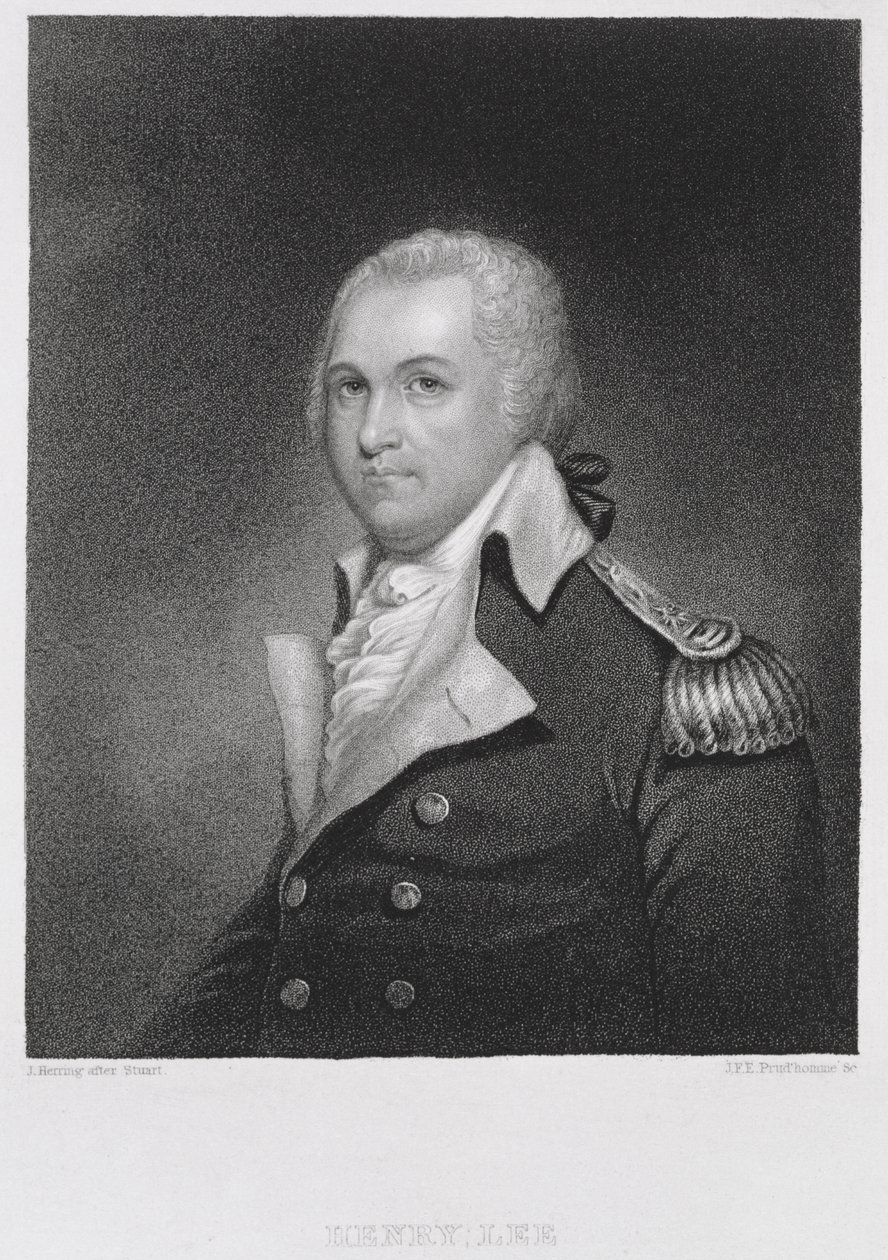 General Henry Lee (1756-1818), gravert av John Francis Eugene PrudHomme (1800-92) etter en kopi av det originale maleriet av James Herring (1794-1867) av Gilbert after Stuart