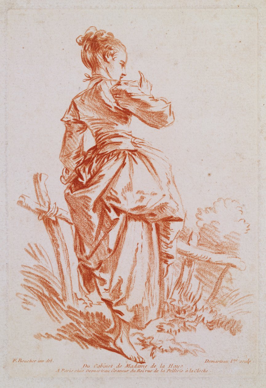 Gjeterinne (radering etter Boucher); av Giles Demarteau