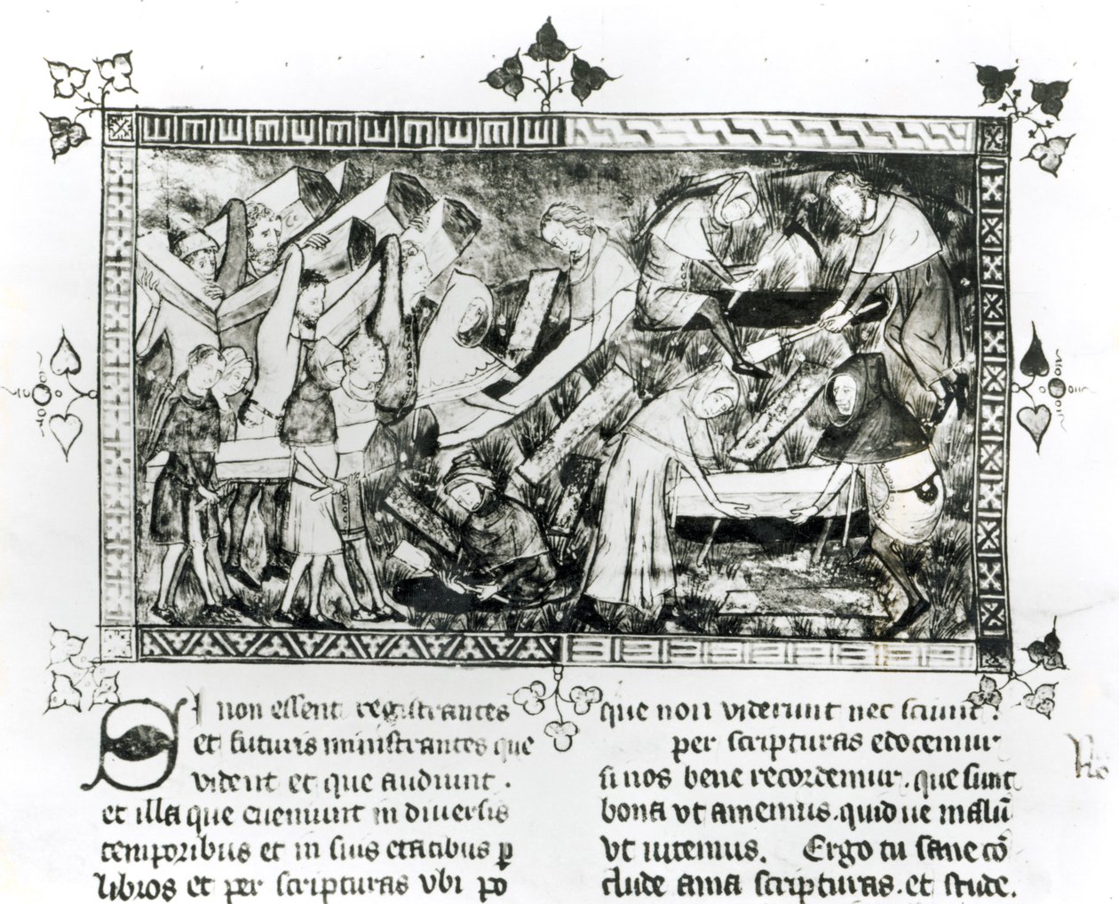 13076-77 f.24v Svartedauden ved Tournai, av Gilles de Muisit, etter 1349 av Gilles Le Muisit
