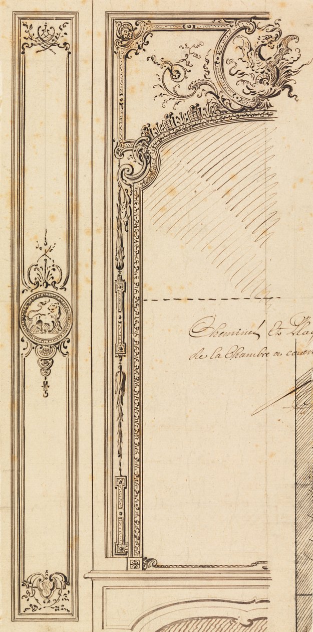 Design for Overmantel; recto, Plans of Listings av Gilles Marie Oppenord