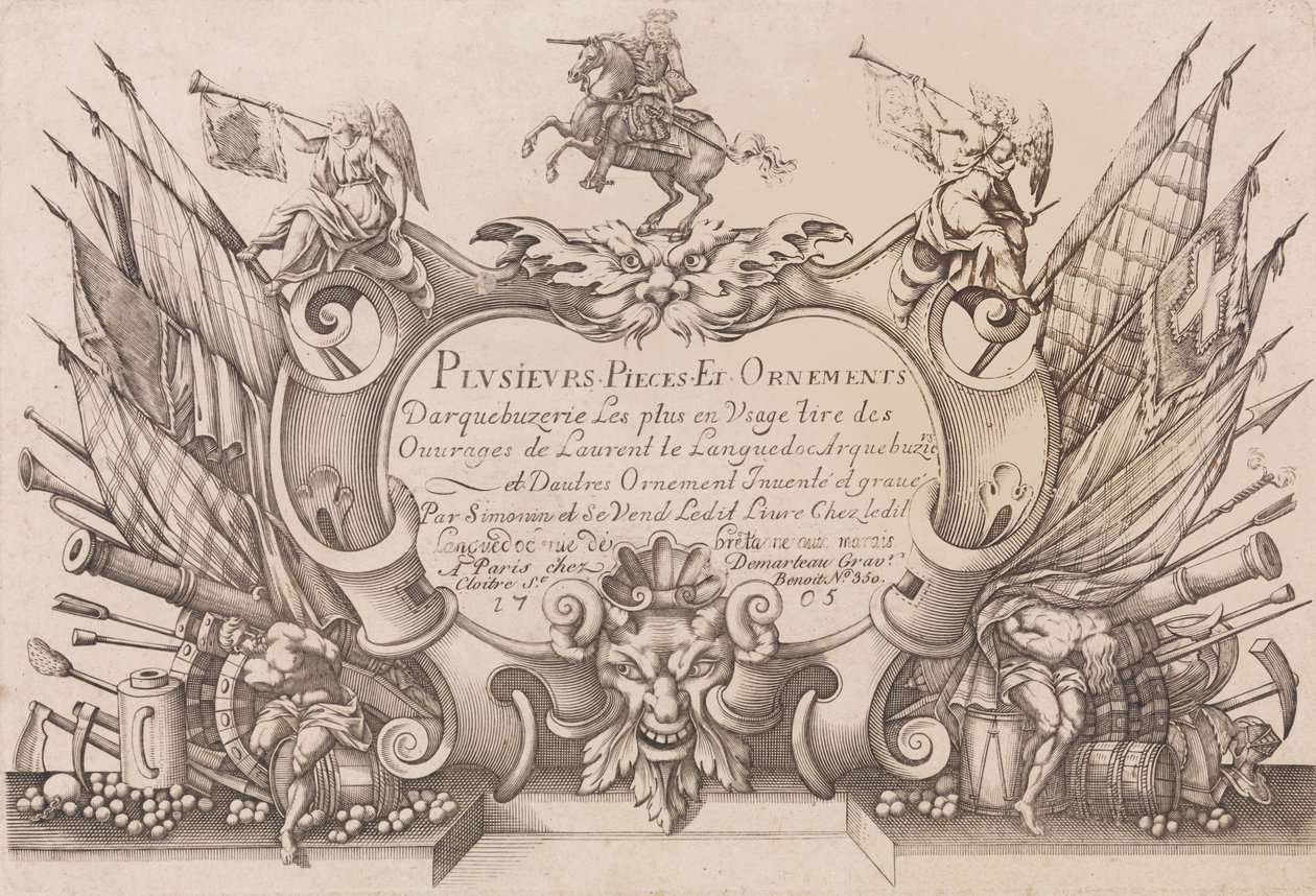 Flere stykker og ornamenter Darquebuzerie 4. utvidede utgave, ca. 1776. av Gilles Antoine Demarteau