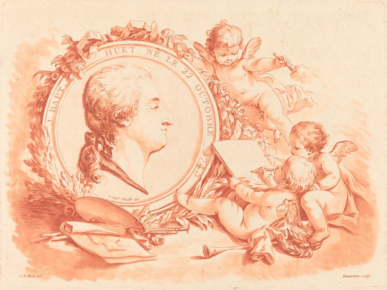 Allegorisk portrett av Jean-Baptiste Hüet, ca. 1775. av Gilles Demarteau