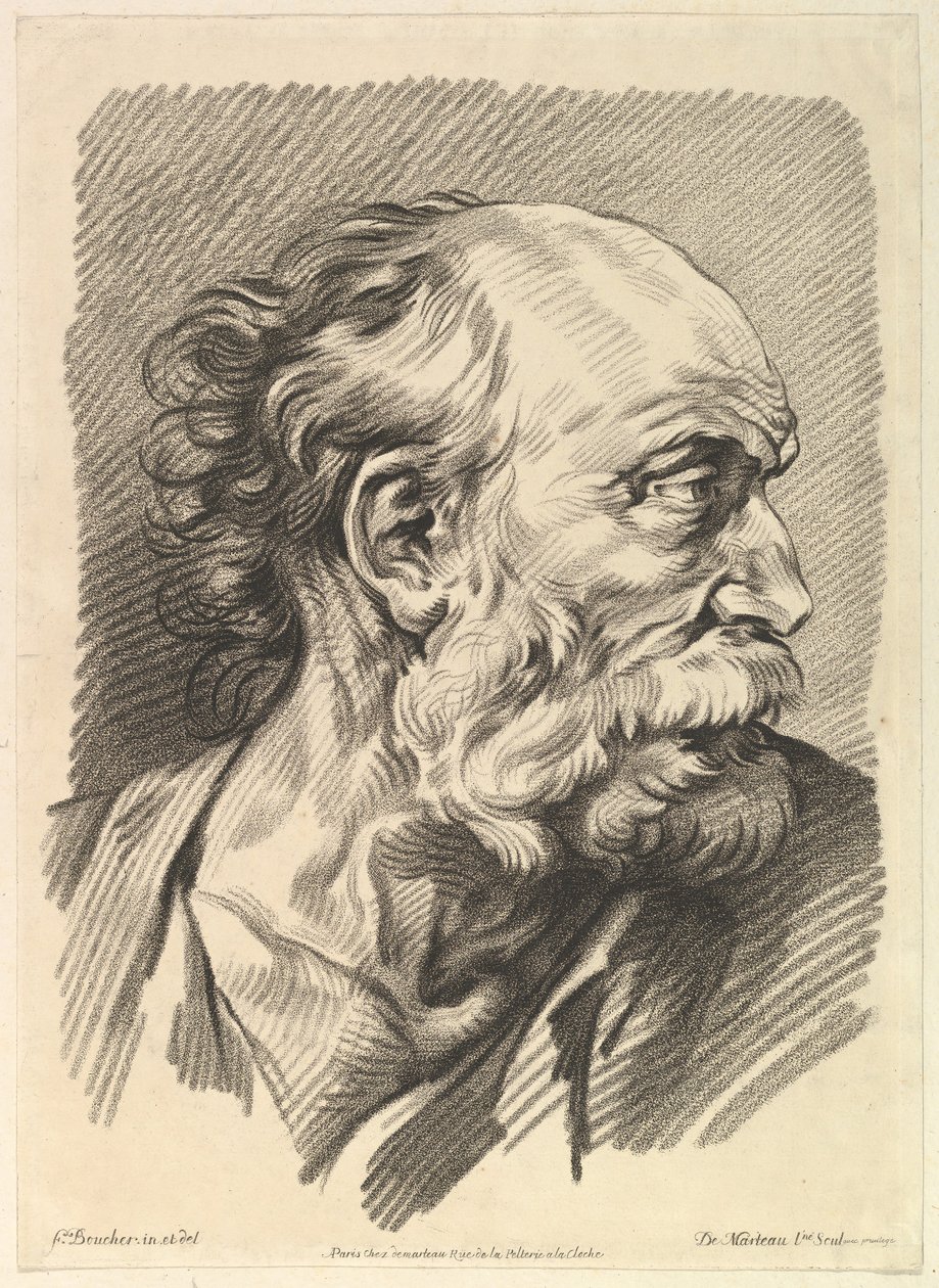 Head of a Man, midten av 1700-tallet. av Gilles Demarteau