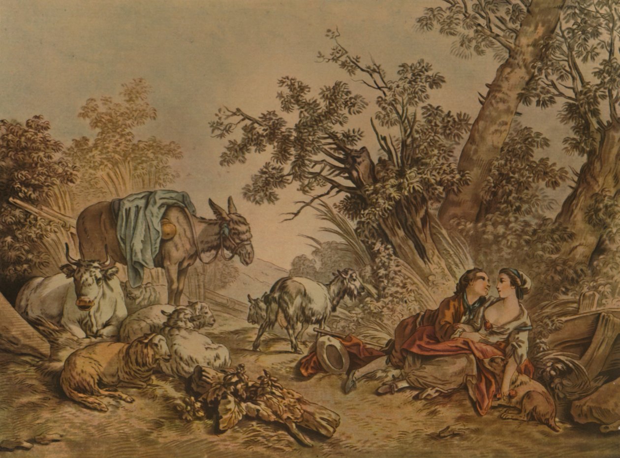 The Great Pastoral, nr. 602, Pastoral Scene, c1740-1770, 1913 av Gilles Demarteau