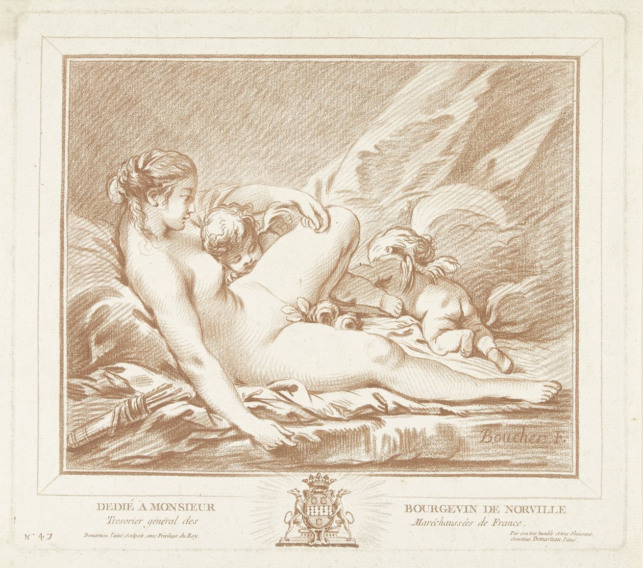 Liggende Venus møtte Amor en Anteros av Gilles Demarteau