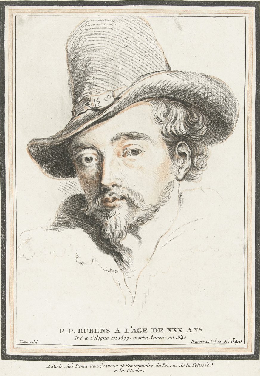 Portrett av Peter Paul Rubens i en alder av 30 av Gilles Demarteau