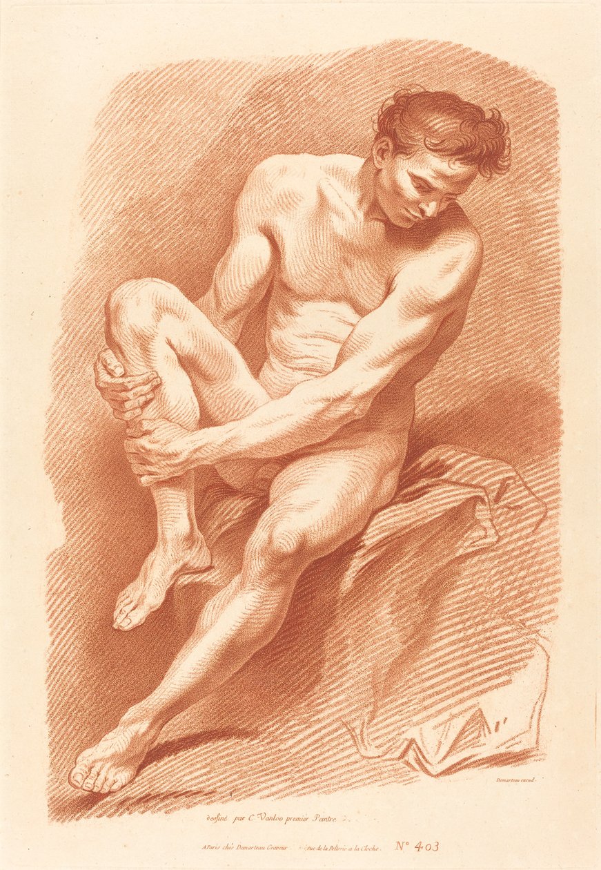 Akademi av Gilles Demarteau, the Elder after Carle Van Loo