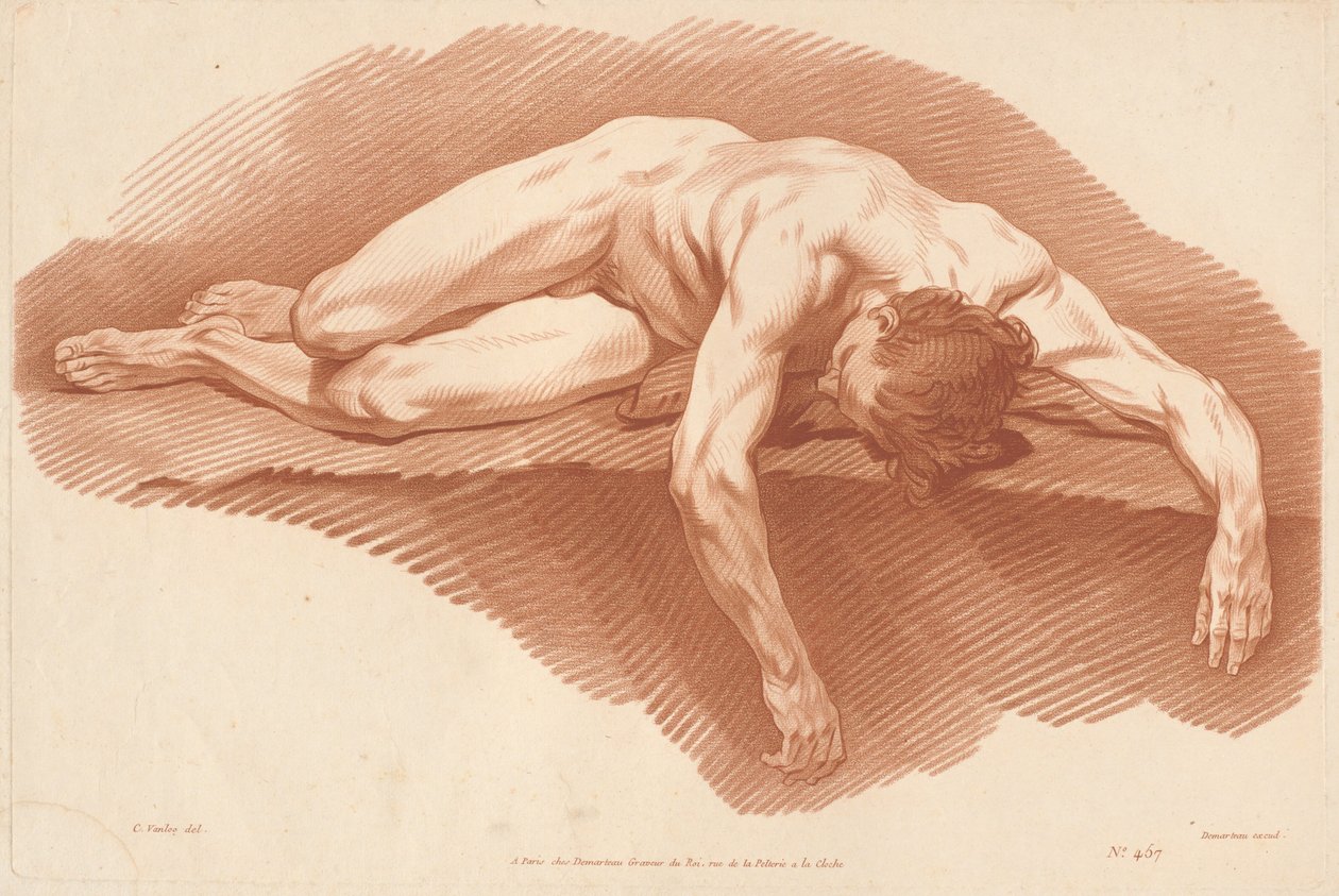 Akademi (457) av Gilles Demarteau, the Elder after Carle Van Loo
