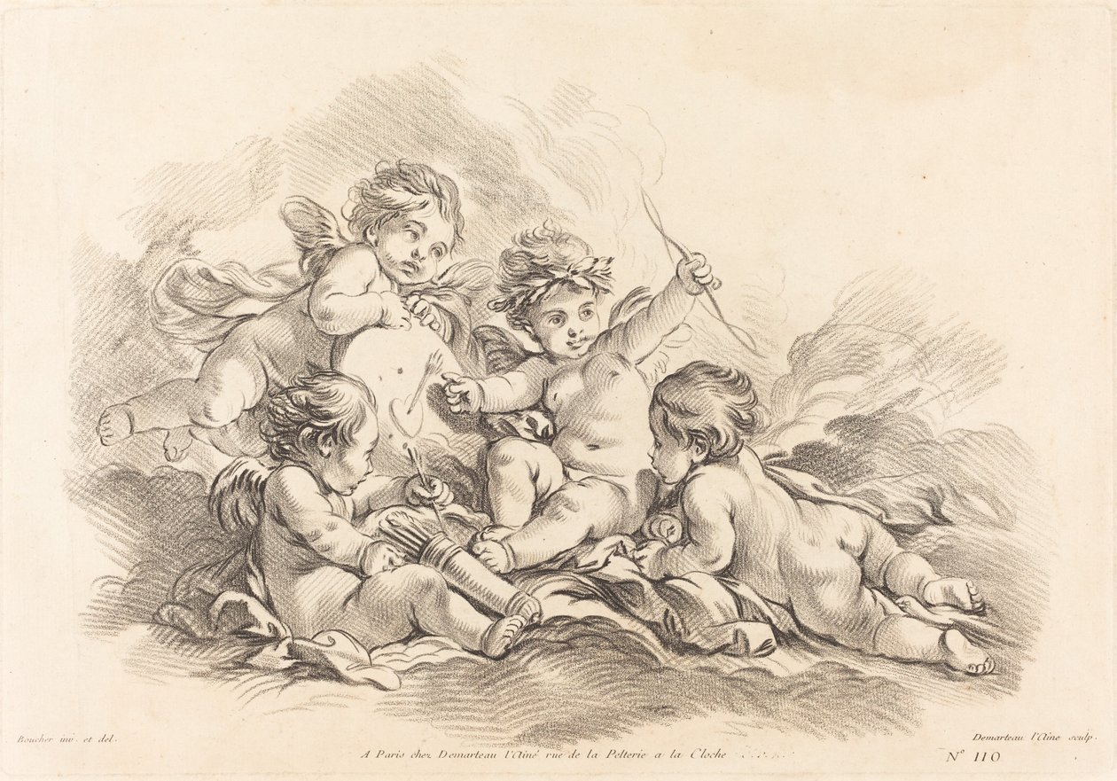 Fire kjeruber på måltrening av Gilles Demarteau, the Elder after François Boucher