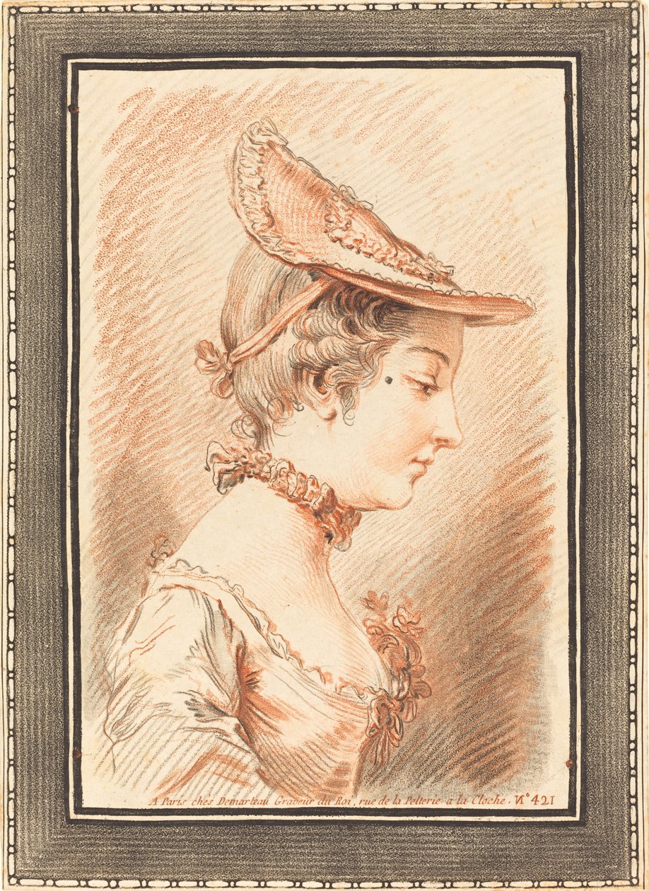 Leder for en ung kvinne av Gilles Demarteau, the Elder after Jean Martial Fredou