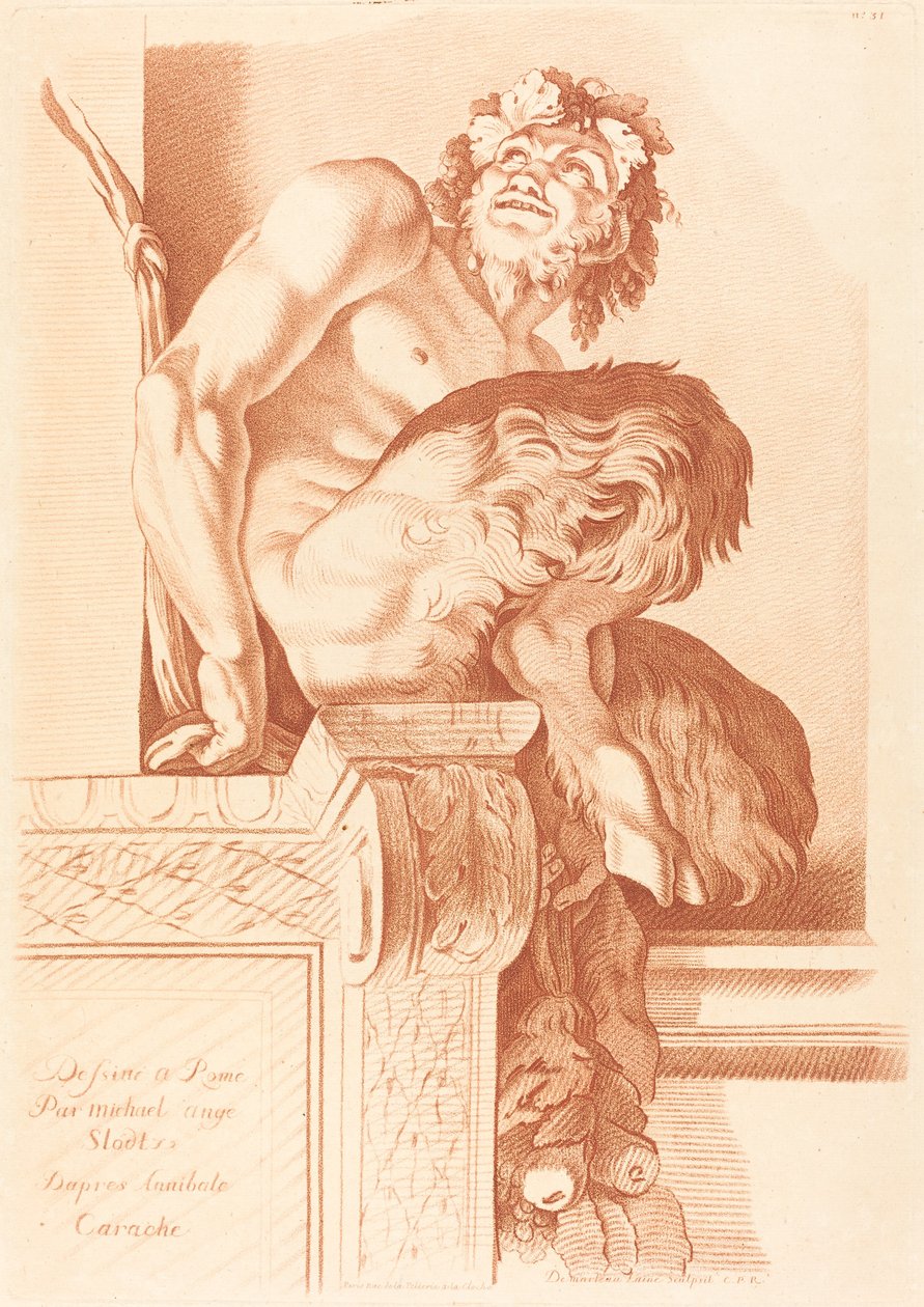 Satyr av Gilles Demarteau the Elder after René Michel Slodtz after Annibale Carracci