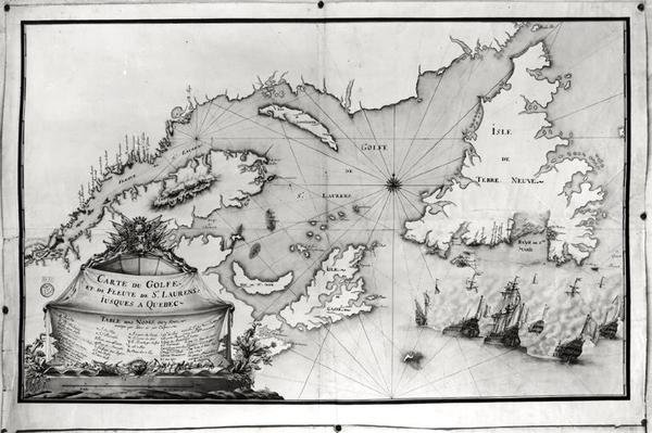 Kart over St. Lawrence Gulf and River, 1699 av Gilles Gabriel de Saccardi