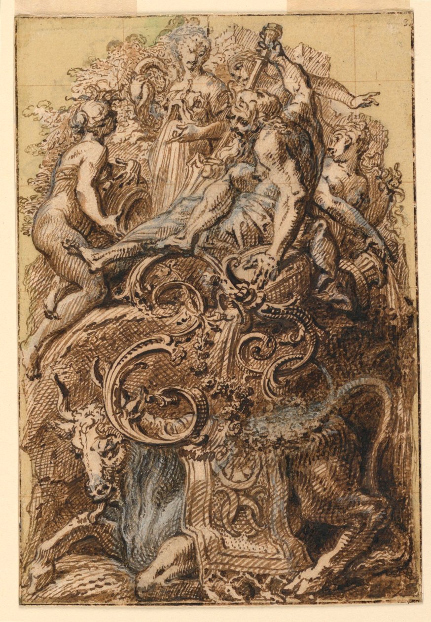 Design for opplyst initial "F" av Gilles Marie Oppenord