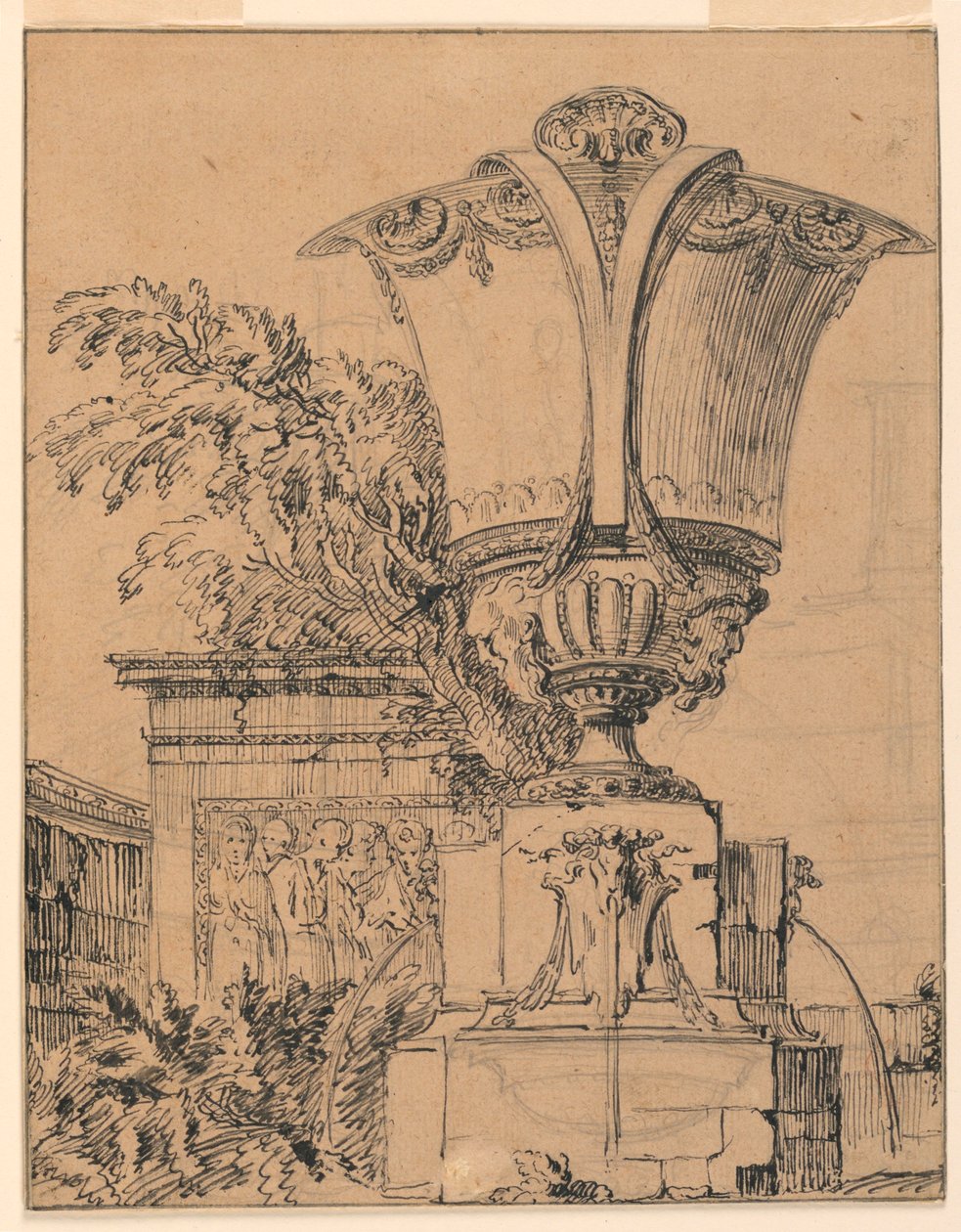 Design for en fontene i en park av Gilles Marie Oppenord