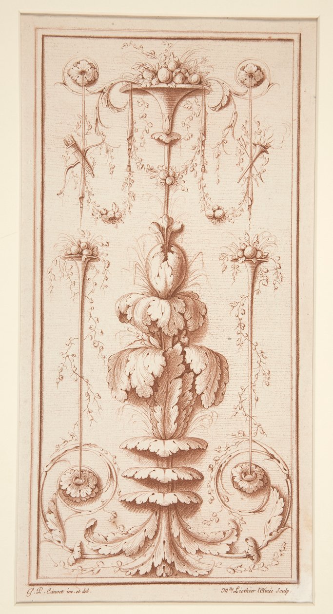 Ornamental Panel fra Recueil d av Gilles Paul Cauvet