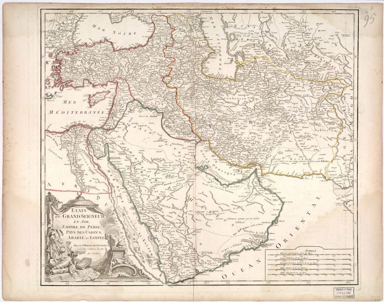 Stater av Grand Seignor i Asia - Empire of Persia, Land of the Usbecs, Arabia og Egypt av Gilles Robert De Vaugondy
