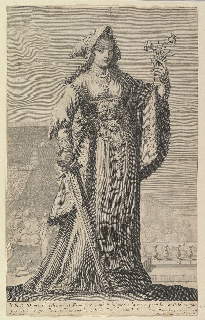 En fransk kristen kvinne En kristen og fransk dame, 1647. Skapere: Gilles Rousselet, Abraham Bosse. av Gilles Rousselet and Abraham Bosse