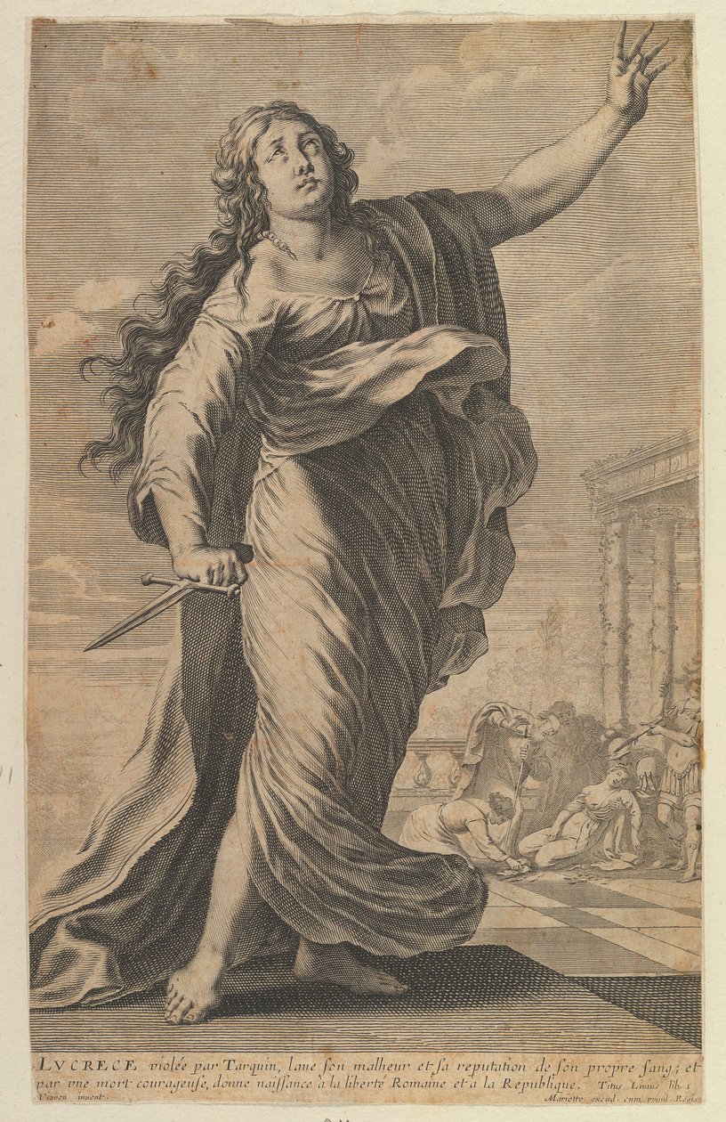 Lucrezia, 1647. Skapere: Gilles Rousselet, Abraham Bosse. av Gilles Rousselet and Abraham Bosse