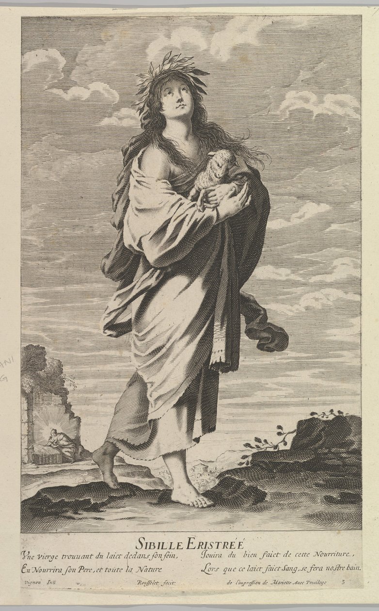 Eritreisk sibyll, ca. 1635. Skapere: Gilles Rousselet, Abraham Bosse. av Gilles Rousselet and Abraham Bosse