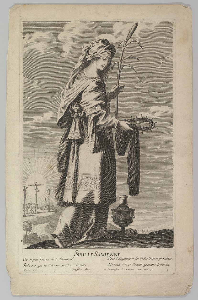 Samian Sibyl, ca. 1635. Skapere: Gilles Rousselet, Abraham Bosse. av Gilles Rousselet and Abraham Bosse