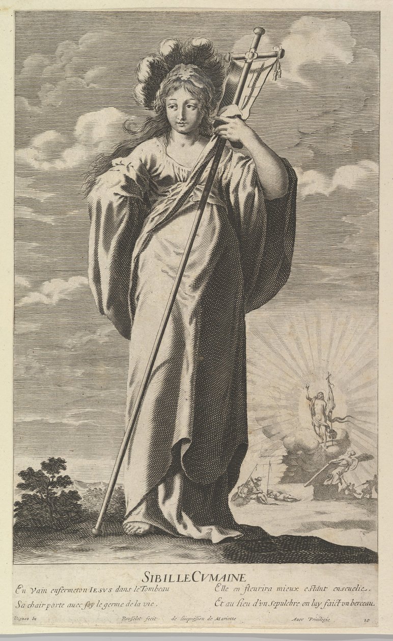 Sibylle av Cumae, ca. 1635. Skapere: Gilles Rousselet, Abraham Bosse. av Gilles Rousselet and Abraham Bosse