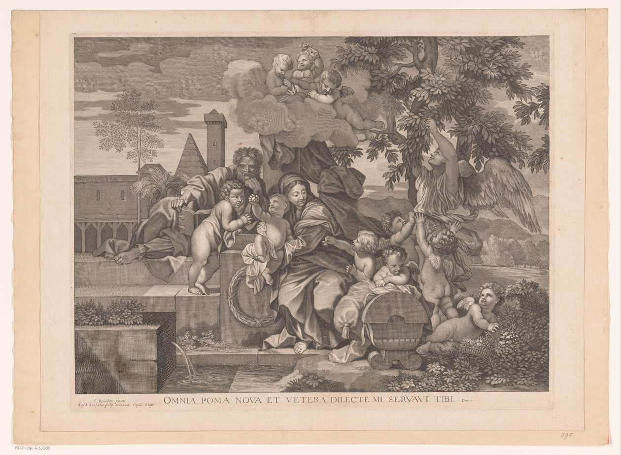 Hellig familie med putti ved epletreet av Gilles Rousselet